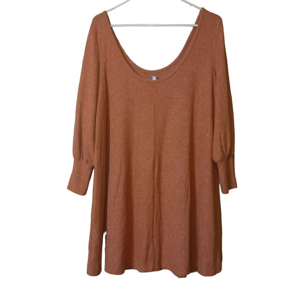ASOS Women's Size 8 Long Sleeve Orange Scoop Neck Mini Shift Sweater Dress
